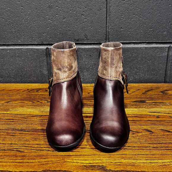 CLARKS Ingalls Brown Leather Zip Ankle Boots Buckle Women’s 8.5 - Picture 3 of 8